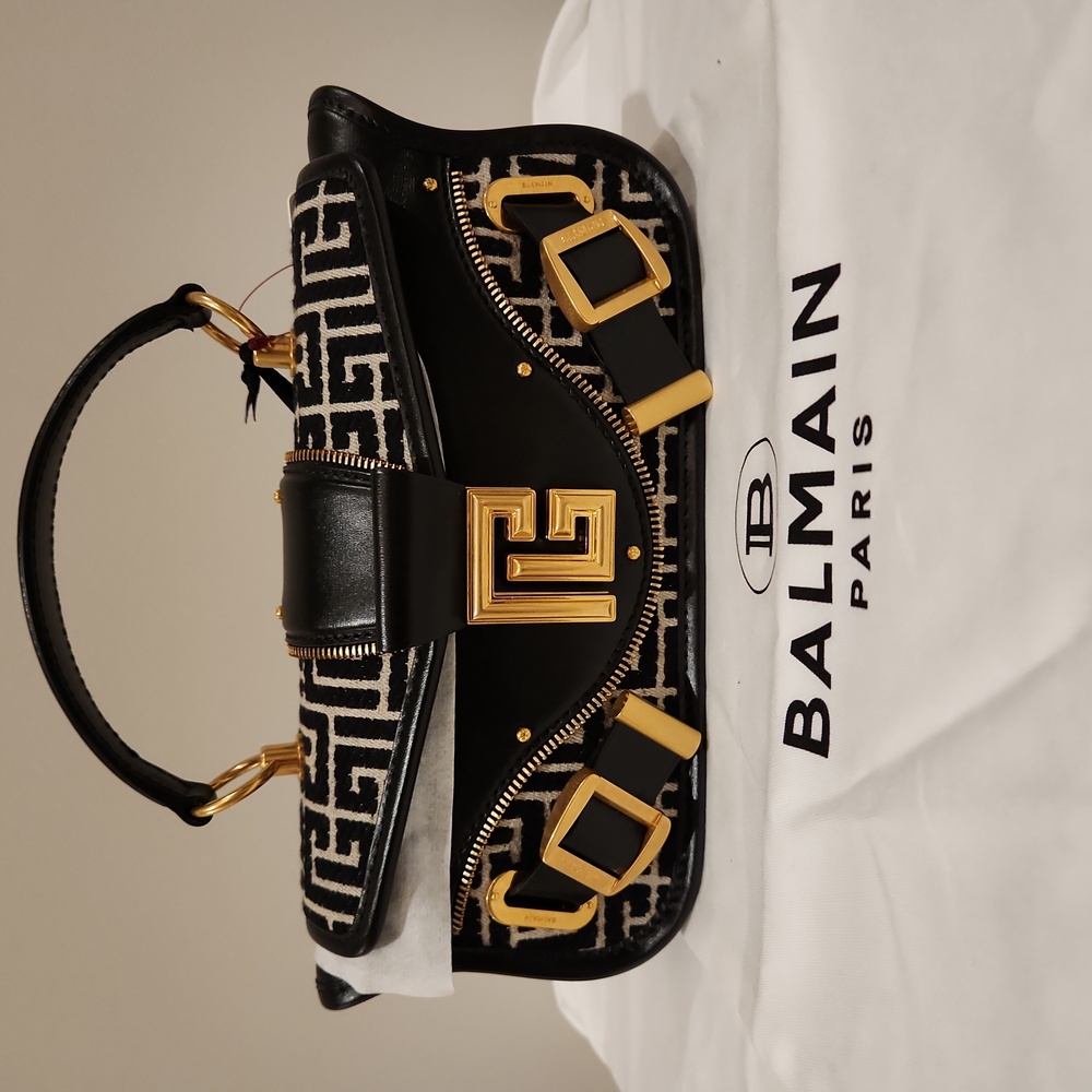 Balmain shoulder bag 2N Baguette bag Black and ivory